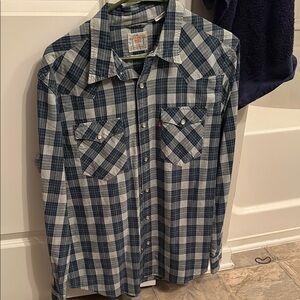Men's Blue Plaid Shirt